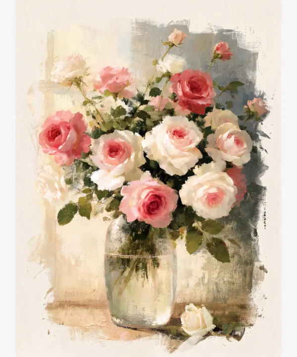 Cam Vazoda Pastel Güller Buketi Poster
