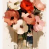 Cam Vazoda Pastel Güller Poster