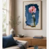 Cam Vazoda Pembe Çiçek Poster