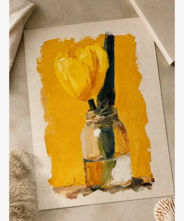 Cam Vazoda Sarı Lale Poster