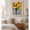 Cam Vazoda Sarı ve Beyaz Güller Poster