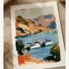 Datça Küçük Yelkenliler Yağlı Boya Resim Posteri