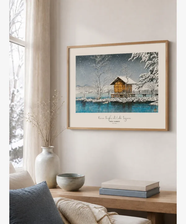 Hasui Kawase-Kansa Temple at Lake Tazawa Poster