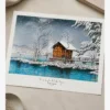 Hasui Kawase-Kansa Temple at Lake Tazawa Poster
