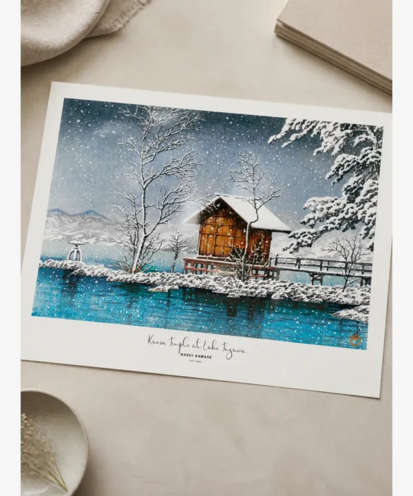 Hasui Kawase-Kansa Temple at Lake Tazawa Poster
