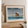 Hasui Kawase-Kansa Temple at Lake Tazawa Poster