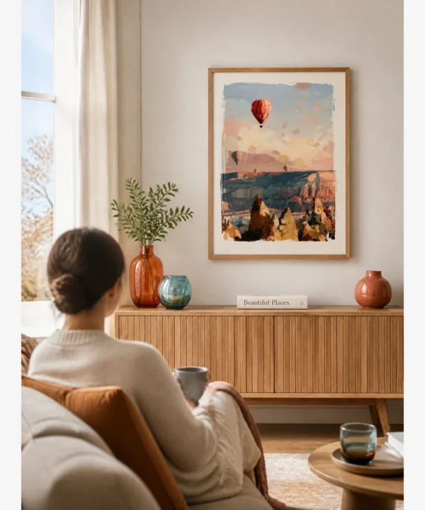kapadokya-sicak-hava-balonlari-duvar-dekorasyonu Kapadokya Sıcak Hava Balonları Yağlı Boya Resim Posteri