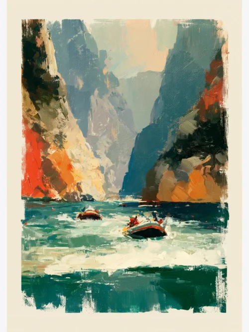 Köprülü Kanyon Rafting Botları yağlı boya posteri