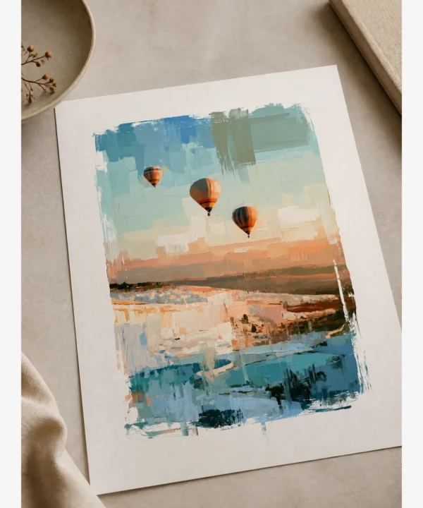 pamukkale-sicak-hava-balonlari-poster-baski-detayi Pamukkale Sıcak Hava Balonları Yağlı Boya Resim Posteri