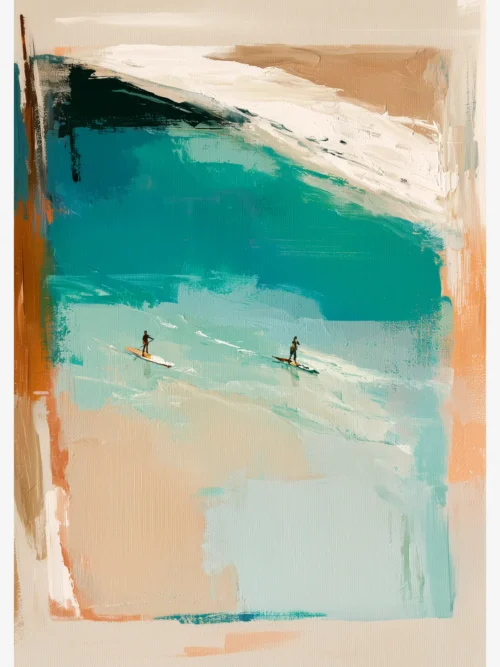 Salda Lake Paddle Board Oil Painting Poster