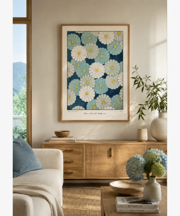Shin Bijutsukai-Blue Floral Pattern Poster