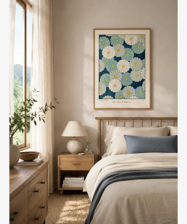 Shin Bijutsukai-Blue Floral Pattern Poster