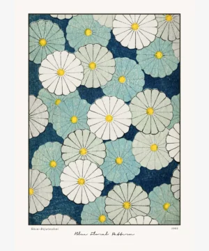 Shin Bijutsukai-Blue Floral Pattern Poster