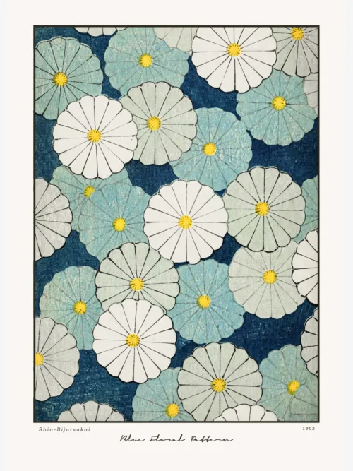 Shin Bijutsukai-Blue Floral Pattern Poster