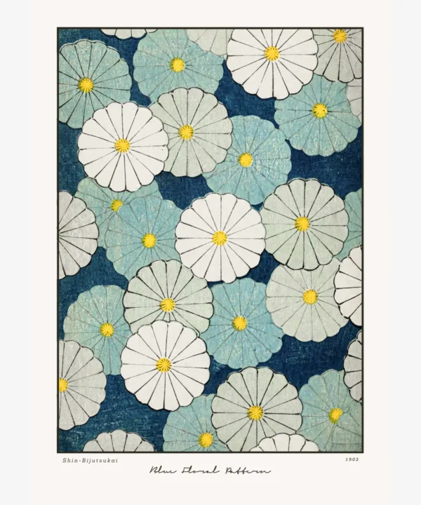Shin Bijutsukai-Blue Floral Pattern Poster