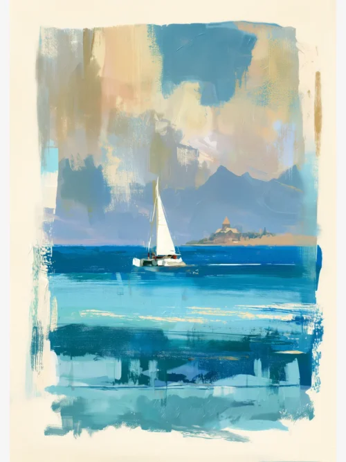 Oil-painting poster of Lake Van and Akdamar Island