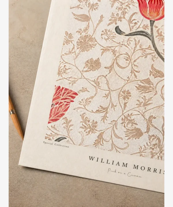 William Morris-Pink on a Cream Poster