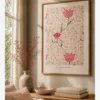 William Morris-Pink on a Cream Poster