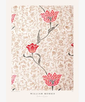 William Morris-Pink on a Cream Poster