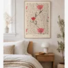 William Morris-Pink on a Cream Poster