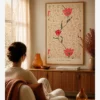 William Morris-Pink on a Cream Poster