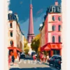 Paris Eyfel Kulesi Cadde Manzarası Poster