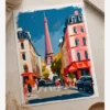Paris Eyfel Kulesi Cadde Manzarası Poster