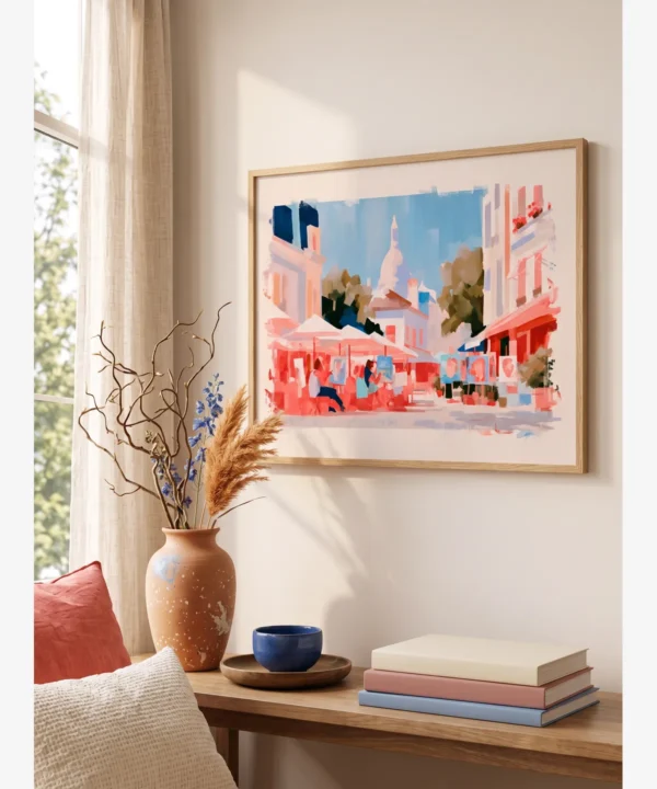 Paris Montmartre Manzarasında Sanatçılar Poster