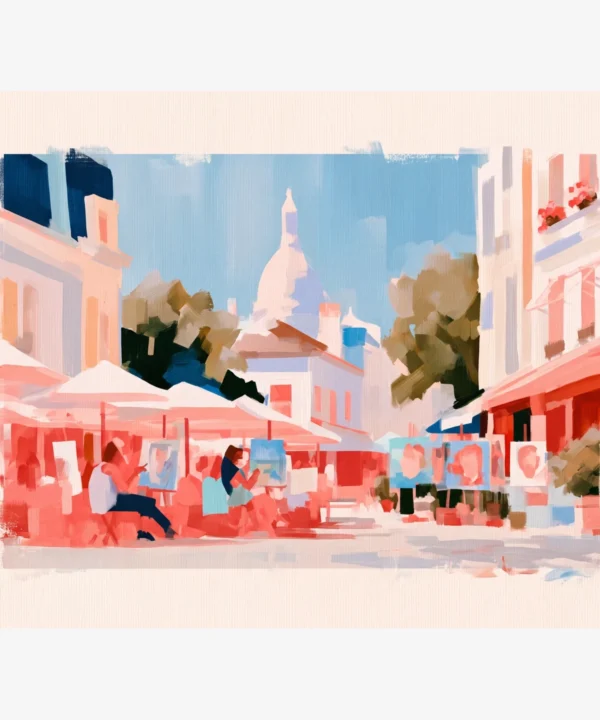 Paris Montmartre Manzarasında Sanatçılar Poster