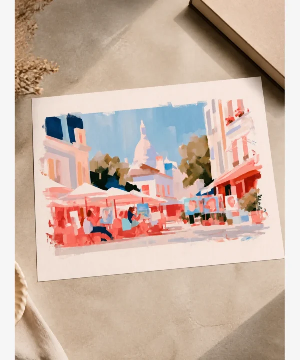 Paris Montmartre Manzarasında Sanatçılar Poster