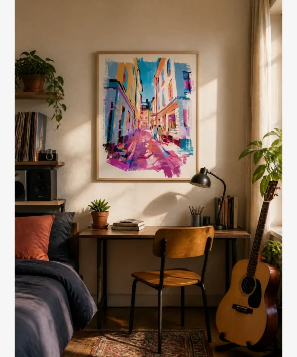 Stokholm Gamla Stan Renkli Binaları Poster