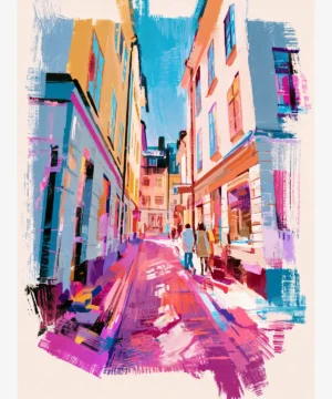 Stokholm Gamla Stan Renkli Binaları Poster