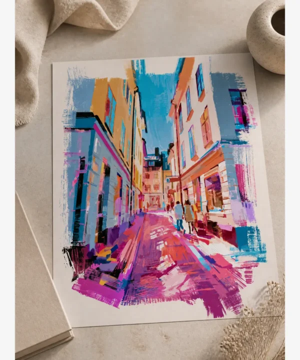 Stokholm Gamla Stan Renkli Binaları Poster