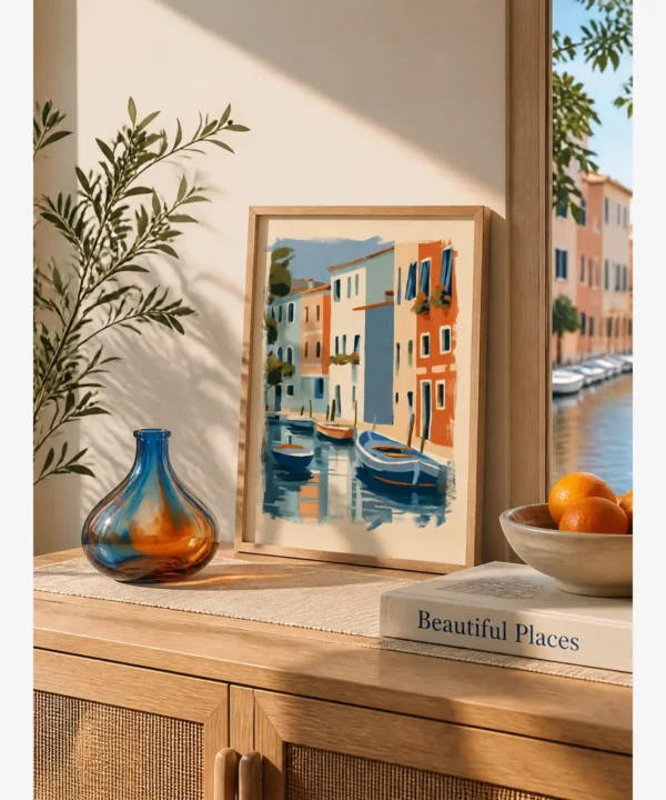 Venedik Sakin Kanal Gondollar Poster