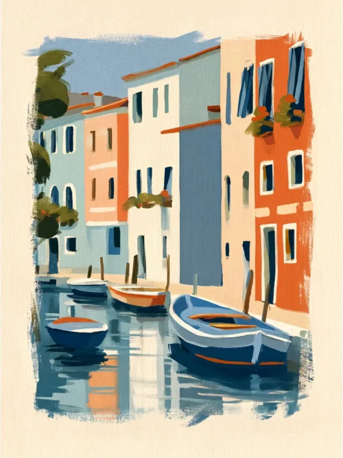 Venedik Sakin Kanal Gondollar Poster