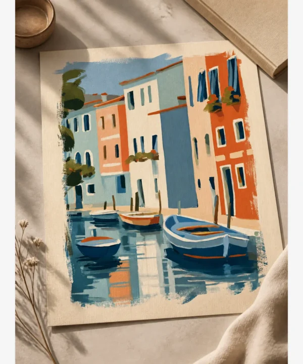 Venedik Sakin Kanal Gondollar Poster