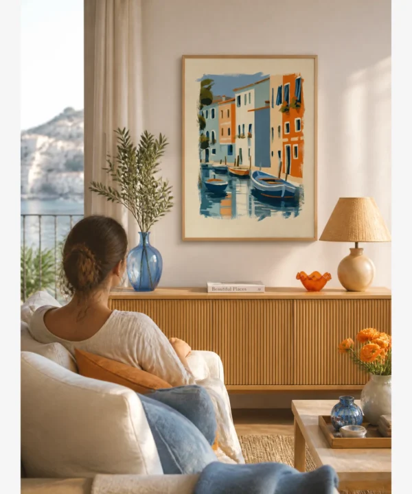 Venedik Sakin Kanal Gondollar Poster