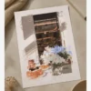 Viyana Kafede Çiçekler ve Tatlılar Poster