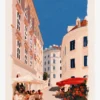 Viyana Kırmızı Şemsiyeli Eski Sokak Poster