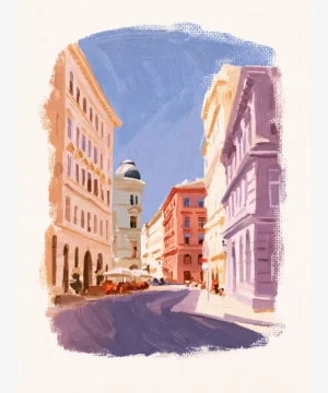 Viyana Mor Tonlu Tarihi Sokak Poster