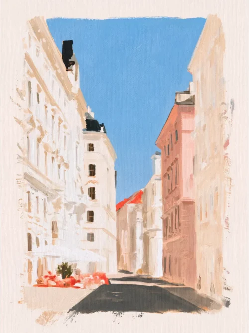 Viyana Pastel Avrupa Sokağı Poster