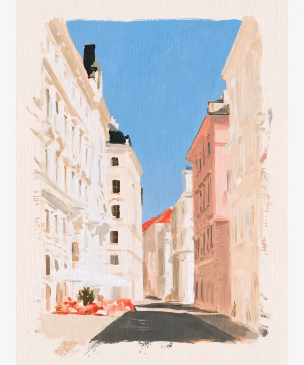 Viyana Pastel Avrupa Sokağı Poster