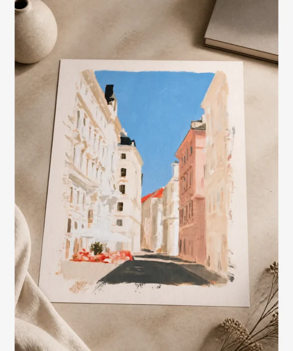 Viyana Pastel Avrupa Sokağı Poster