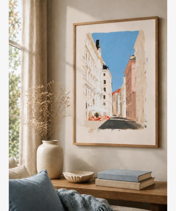 Viyana Pastel Avrupa Sokağı Poster