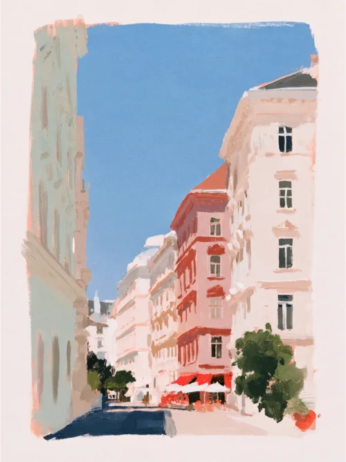 Viyana Pastel Tarihi Sokak Poster