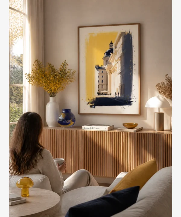 Viyana Sarı Gökyüzü Tarihi Sokak Poster