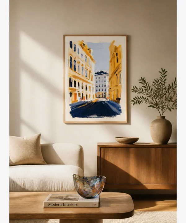 viyana-sari-tarihi-sokak-salon-dekorasyonu Viyana Sarı Tarihi Sokak Poster