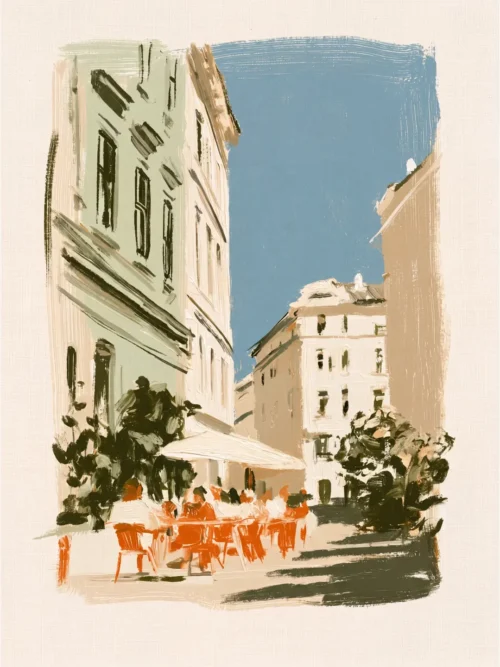 Viyana Tarihi Kafe Meydanı Poster